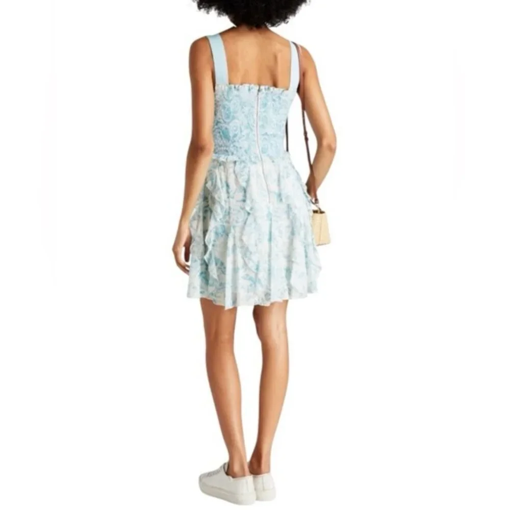 Alice + Olivia Jocelyn Smocked Ruffle Mini Dress. Sz: 14